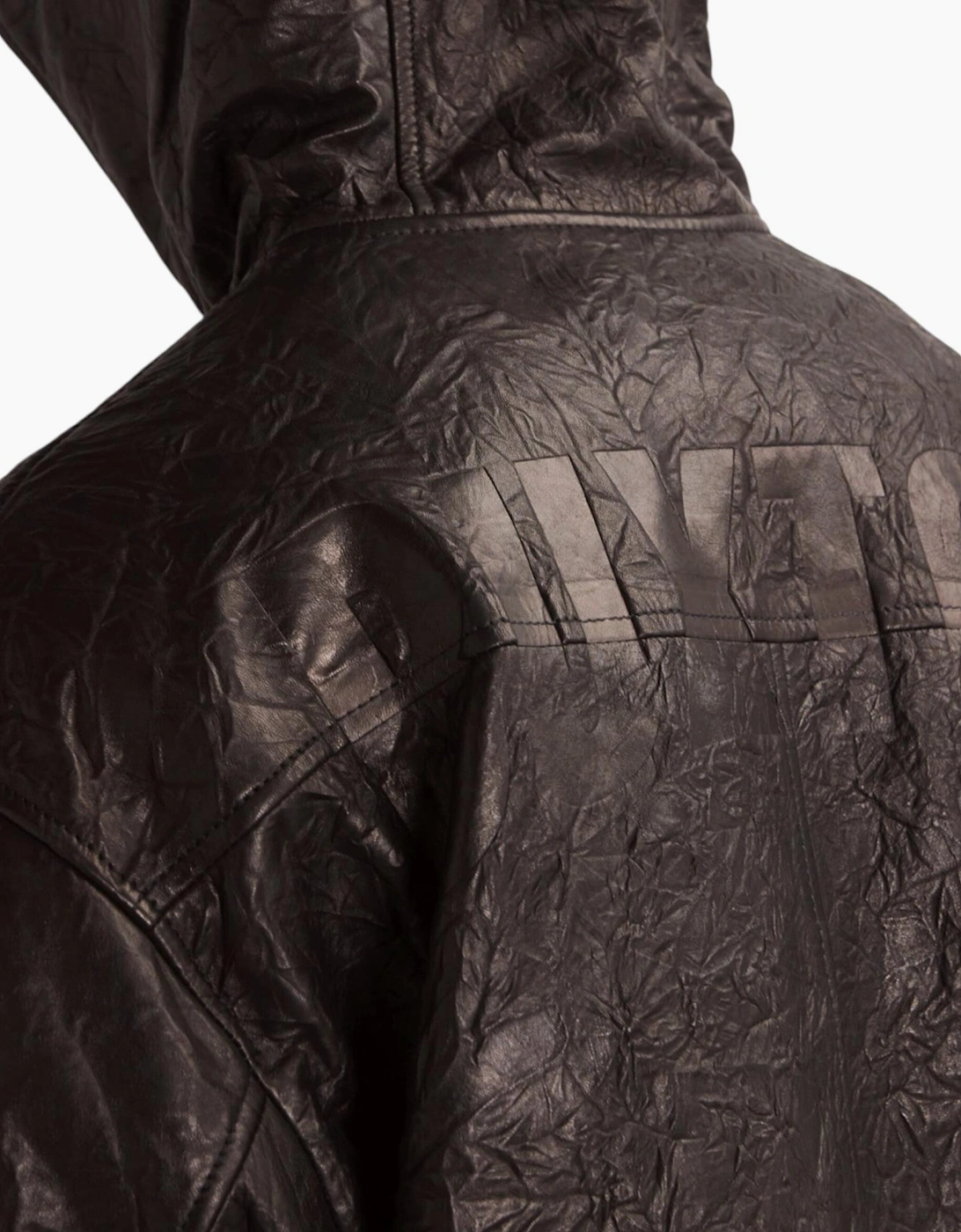 Cole Buxton Mens Leather Jacket Distressed Hooded Full Zip
