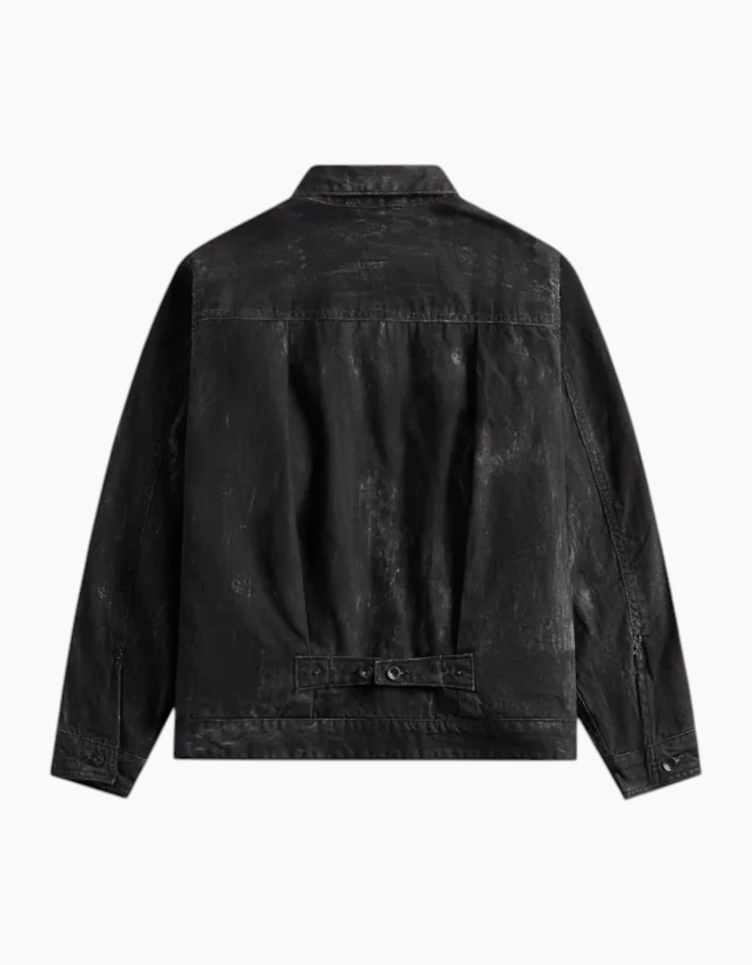 Engineered Garments Mens Trucker Jacket Distressed Print Cotton Black