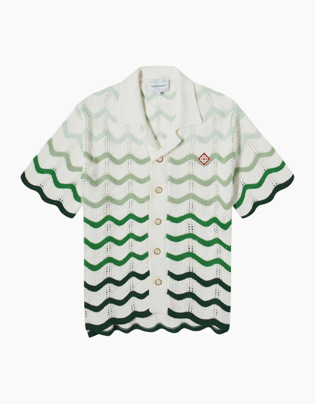 Casablanca Mens Gradient Wave Knit Shirt Short Sleeve Cotton