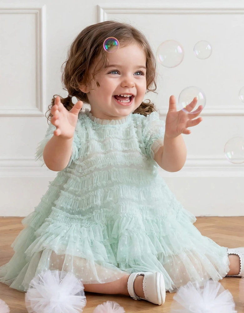 Needle & Thread Baby Girls Valentine Ruffle Dress in Green