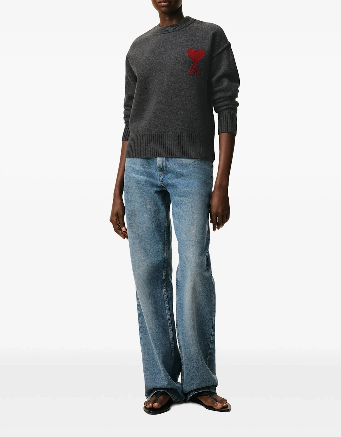 Contrasted Ami de Coeur Sweater Grey