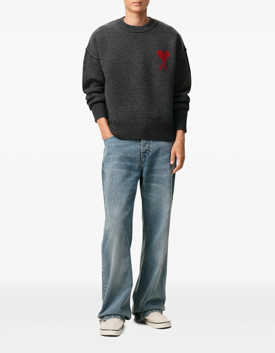 Contrasted Ami de Coeur Sweater Grey