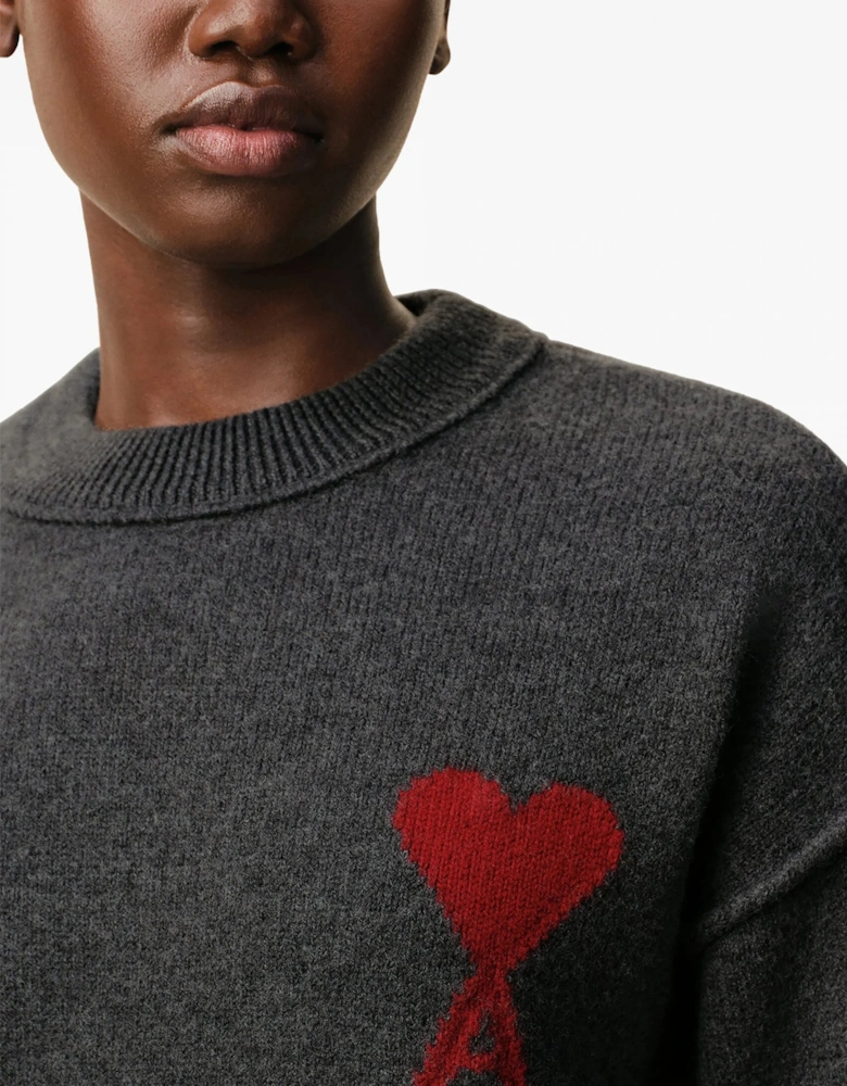 Contrasted Ami de Coeur Sweater Grey