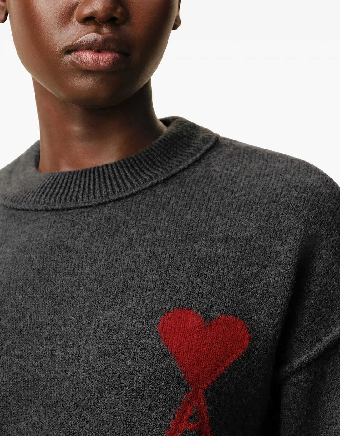 Contrasted Ami de Coeur Sweater Grey