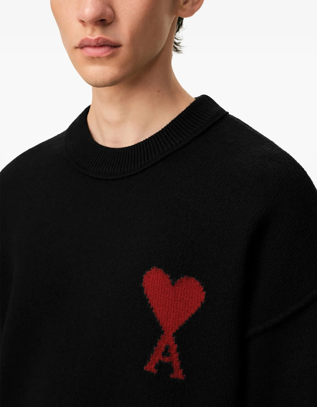 Contrasted Ami de Coeur Sweater Black