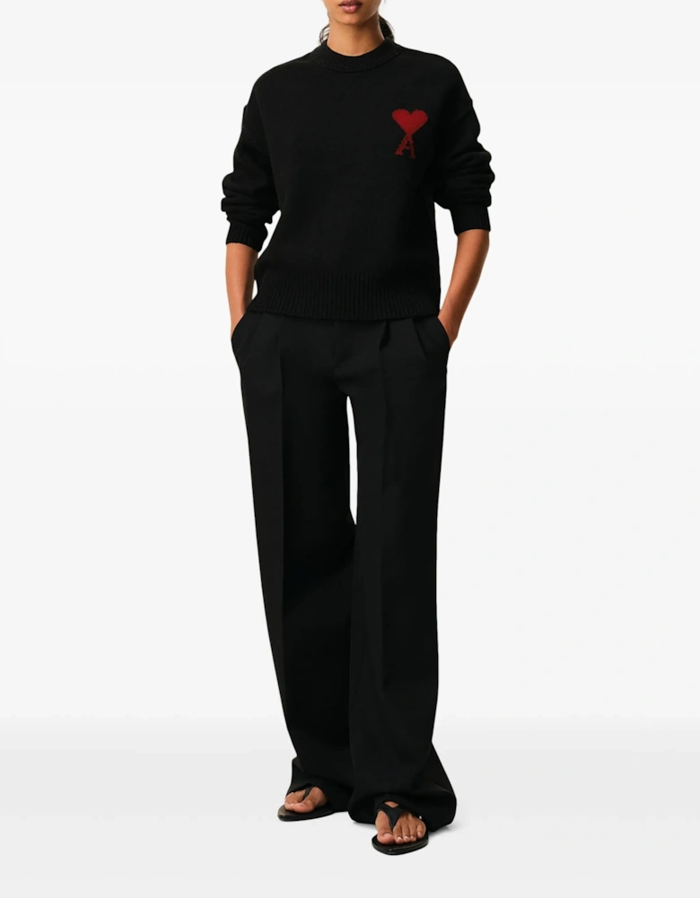 Contrasted Ami de Coeur Sweater Black