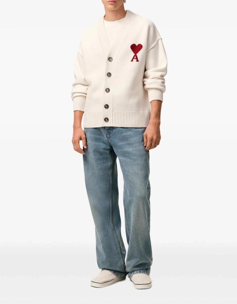Contrasted Ami de Coeur Cardigan White