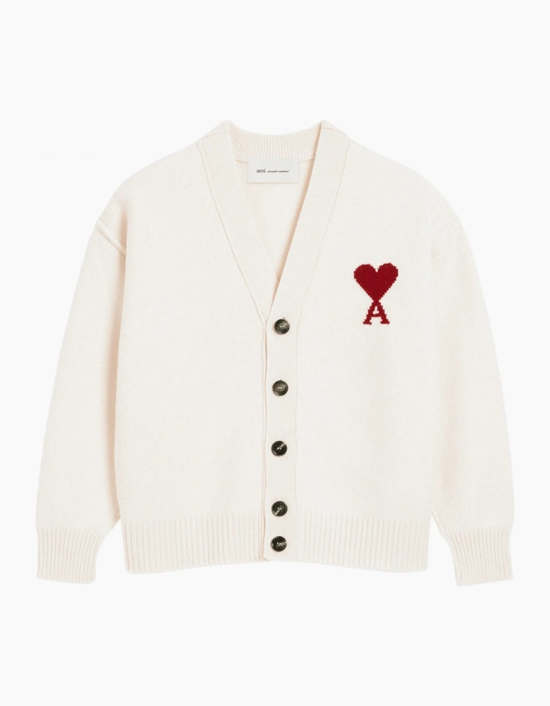 Contrasted Ami de Coeur Cardigan White