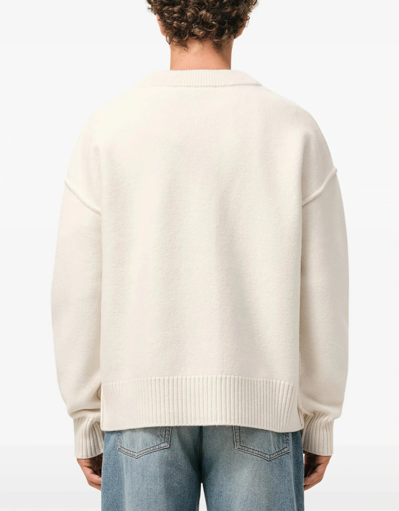 Contrasted Ami de Coeur Cardigan White