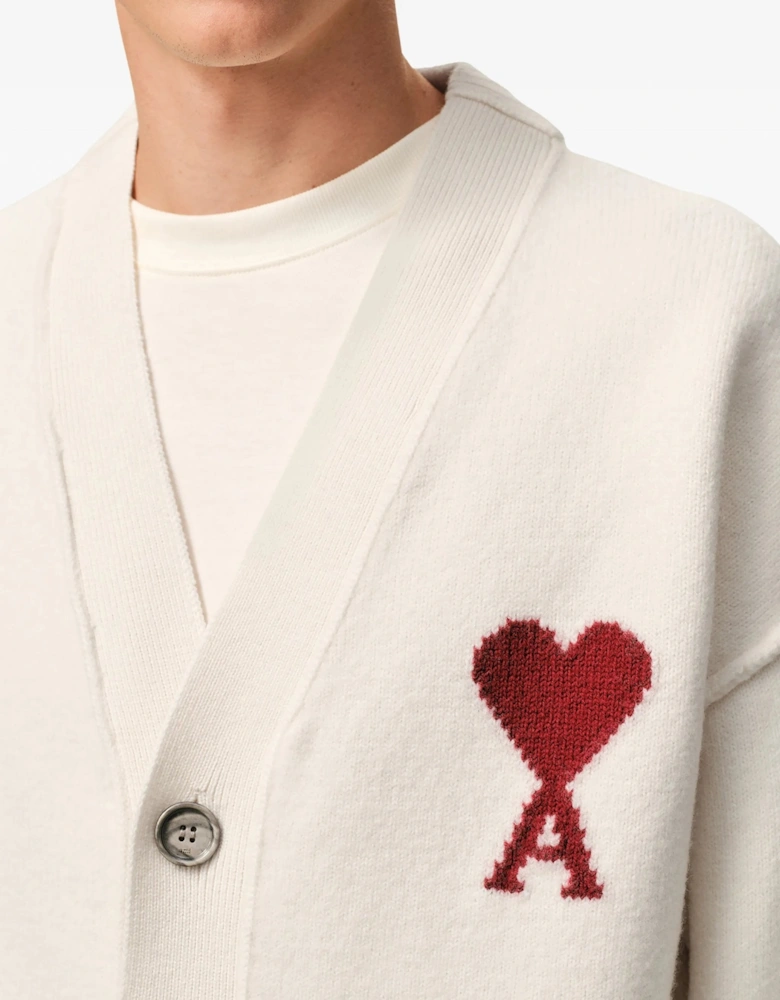 Contrasted Ami de Coeur Cardigan White