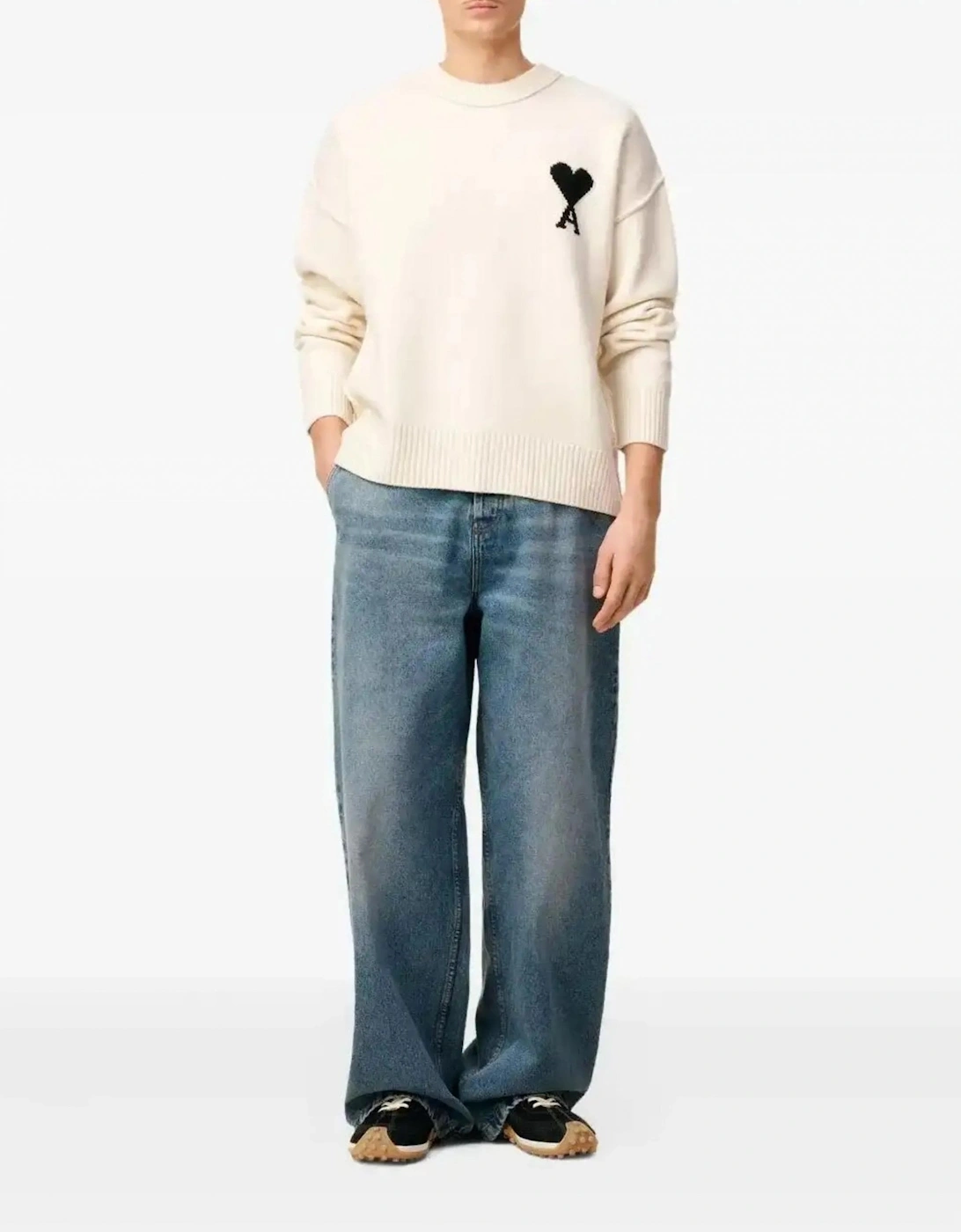 Contrasted Ami de Coeur Sweater White