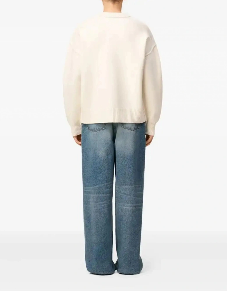 Contrasted Ami de Coeur Sweater White