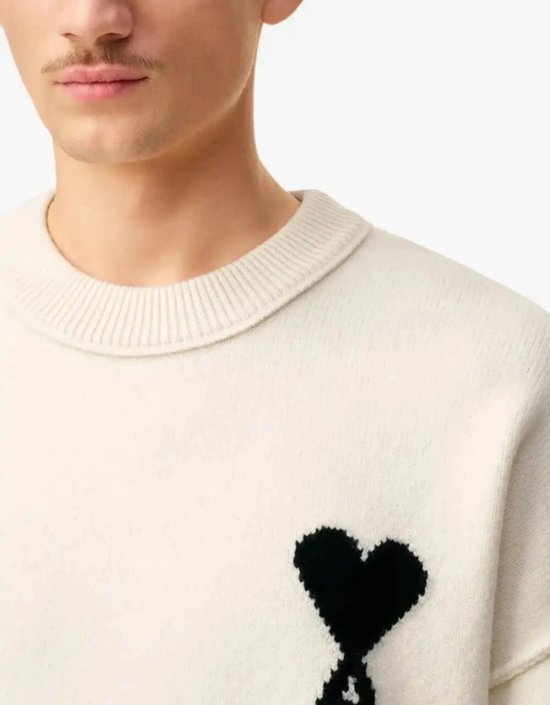 Contrasted Ami de Coeur Sweater White