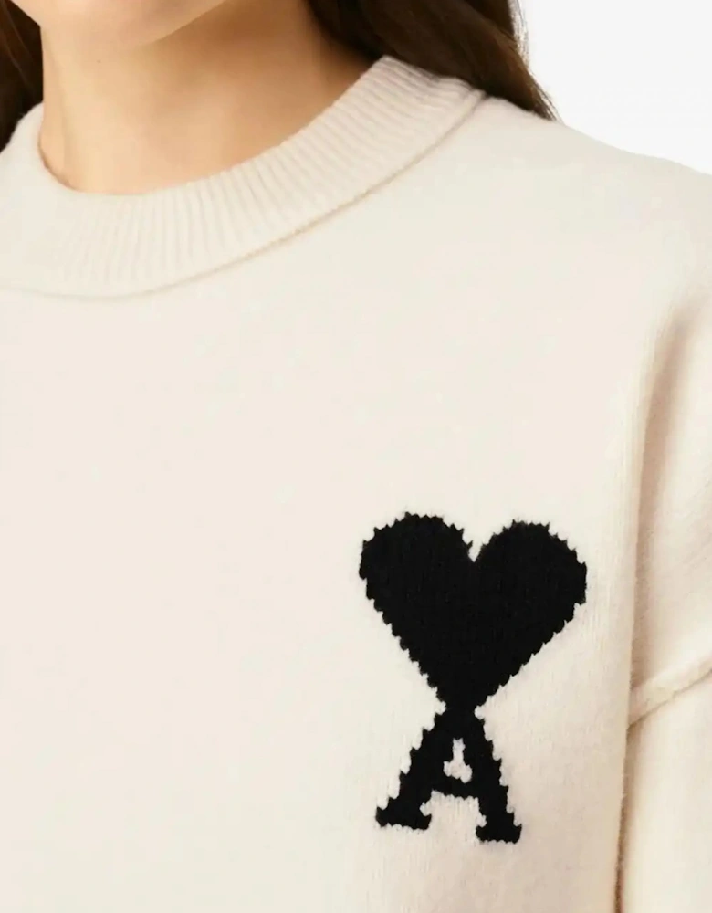 Contrasted Ami de Coeur Sweater White