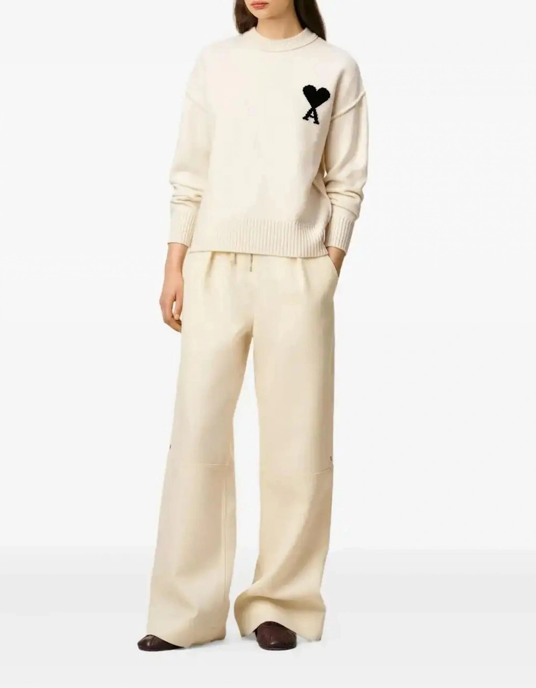 Contrasted Ami de Coeur Sweater White
