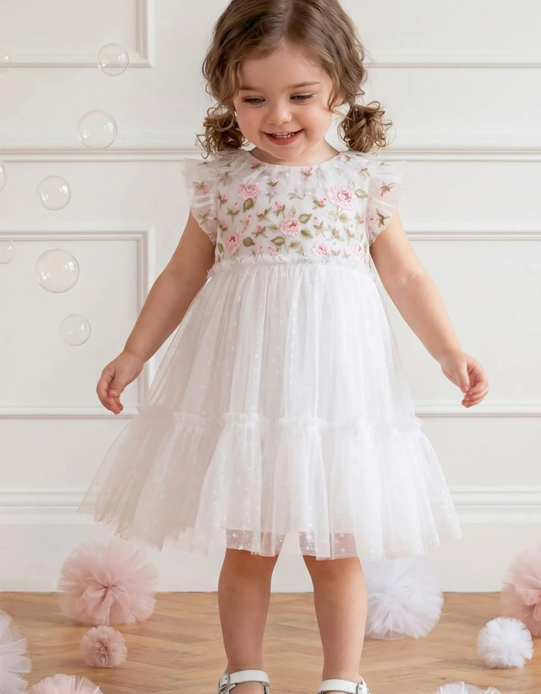 Needle & Thread Baby Girls Rose Bloom Bodice Dress in White