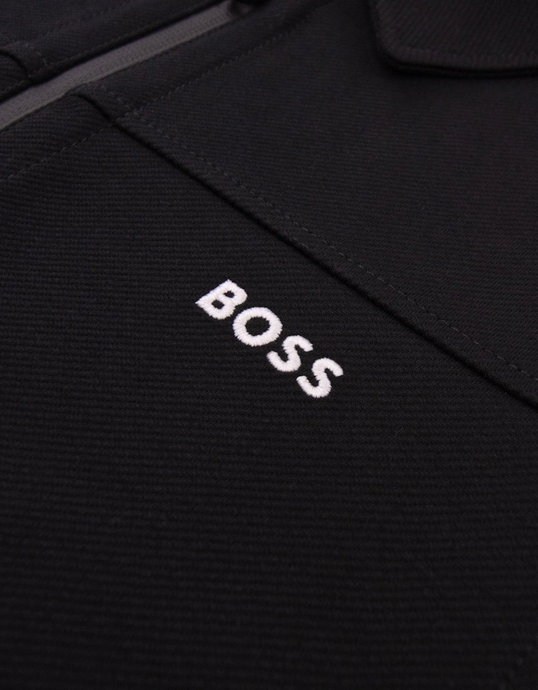 Hugo Boss Cotton Blend Full Zip Sweatshirt With Embroidered Logo Black 001