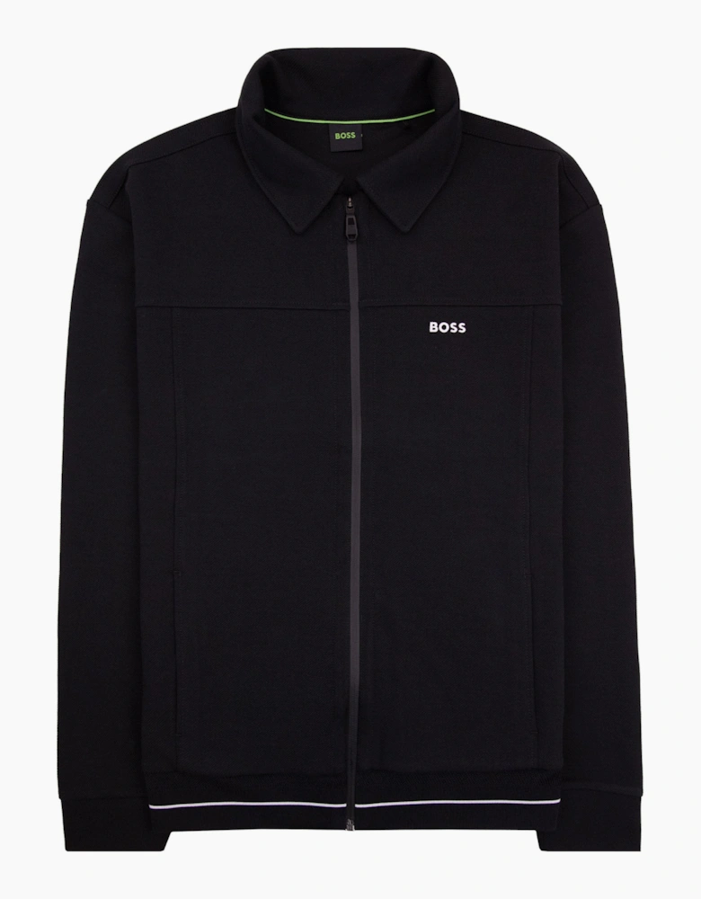 Hugo Boss Cotton Blend Full Zip Sweatshirt With Embroidered Logo Black 001