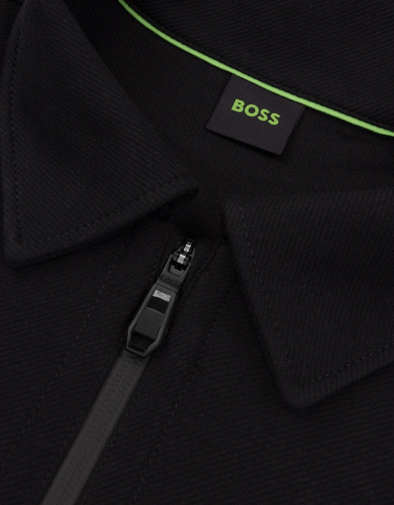 Hugo Boss Cotton Blend Full Zip Sweatshirt With Embroidered Logo Black 001