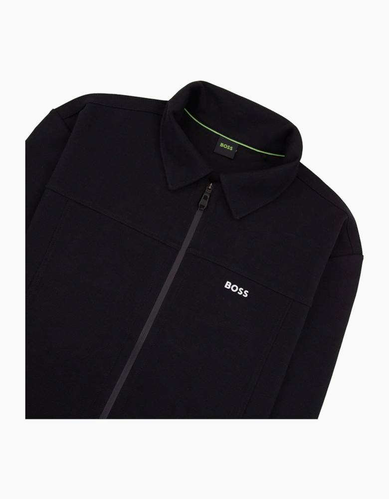 Hugo Boss Cotton Blend Full Zip Sweatshirt With Embroidered Logo Black 001