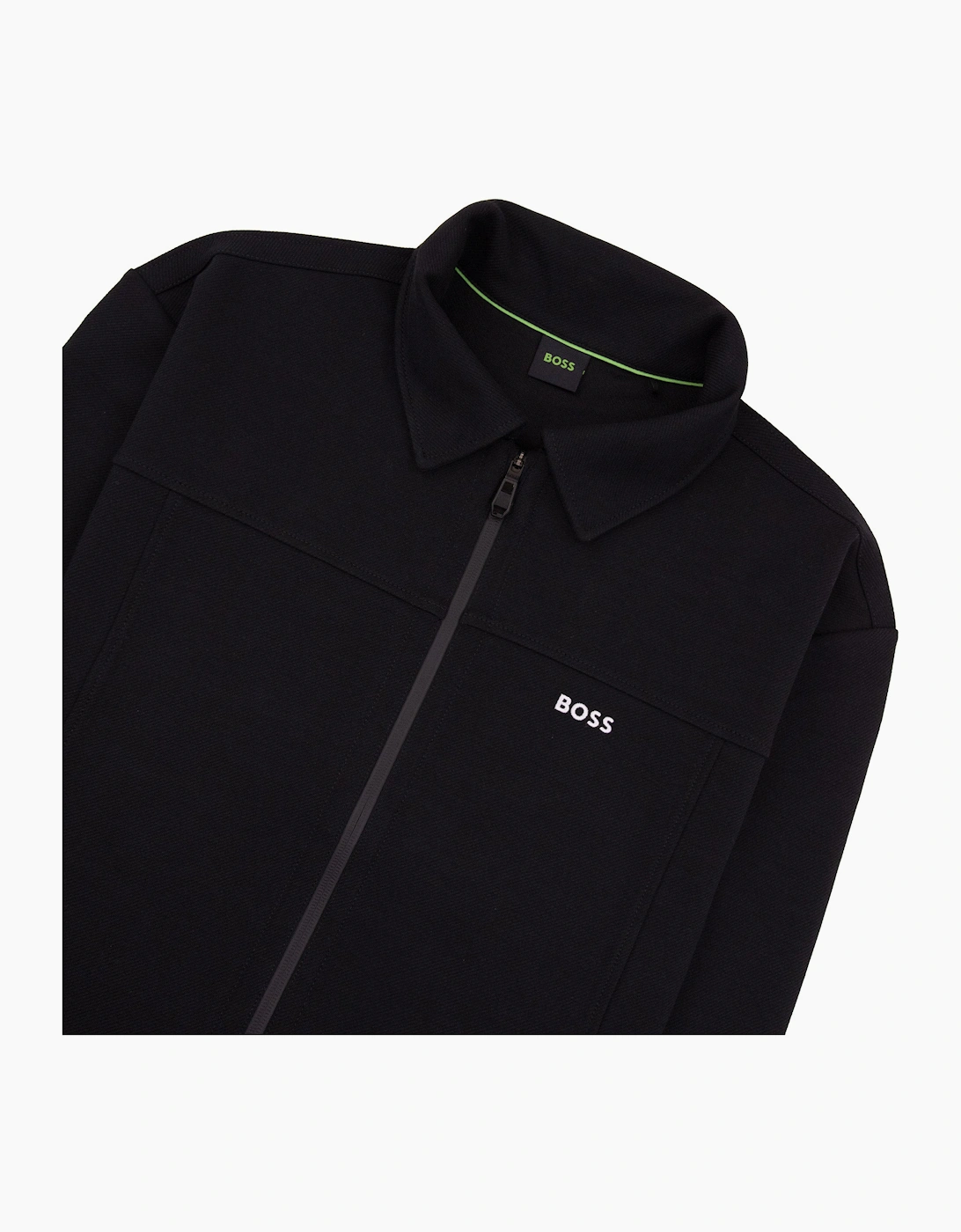 Hugo Boss Cotton Blend Full Zip Sweatshirt With Embroidered Logo Black 001