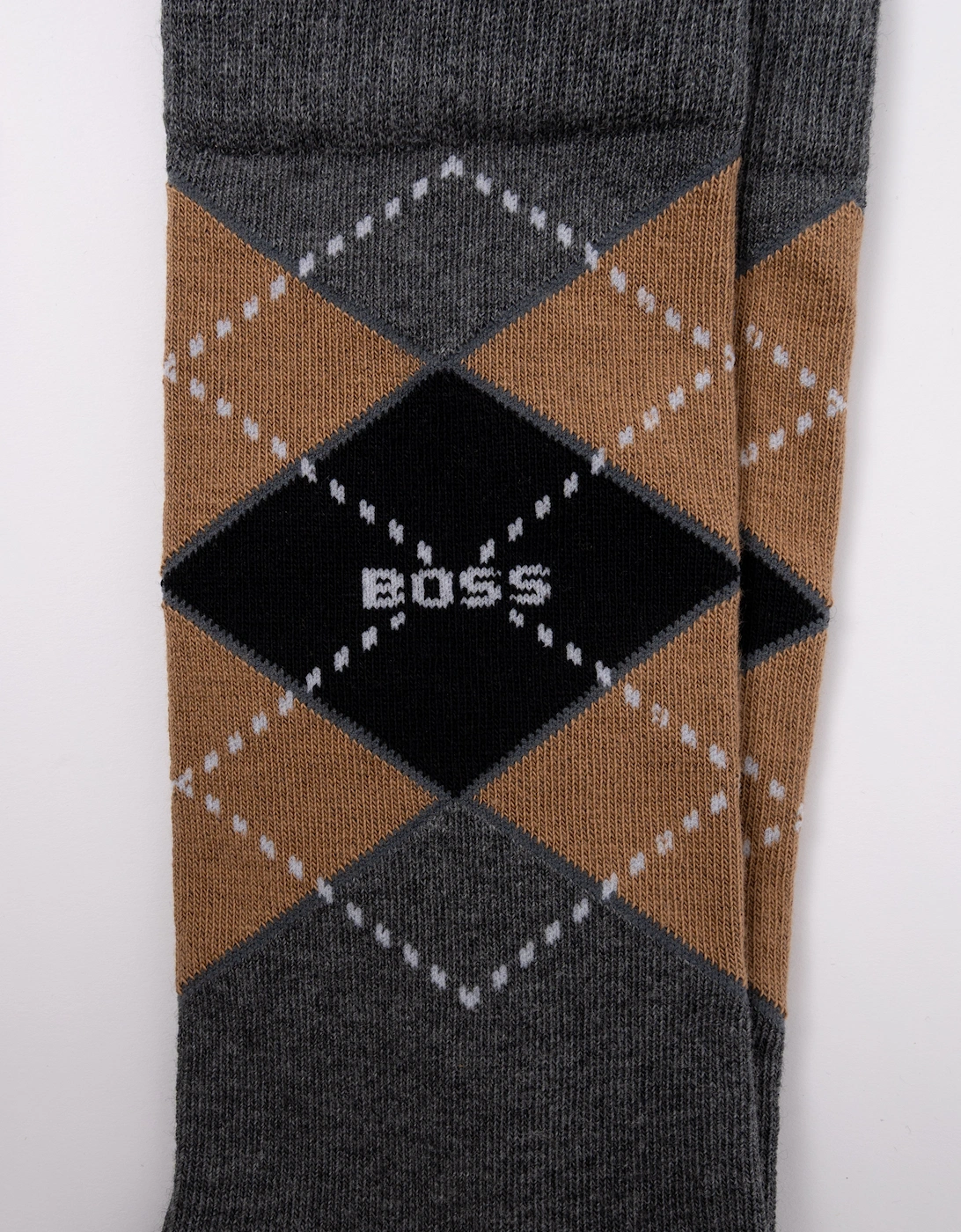 BOSS Orange 2 Pack Mens Combed Cotton Argyle Socks  - Medium Grey 032