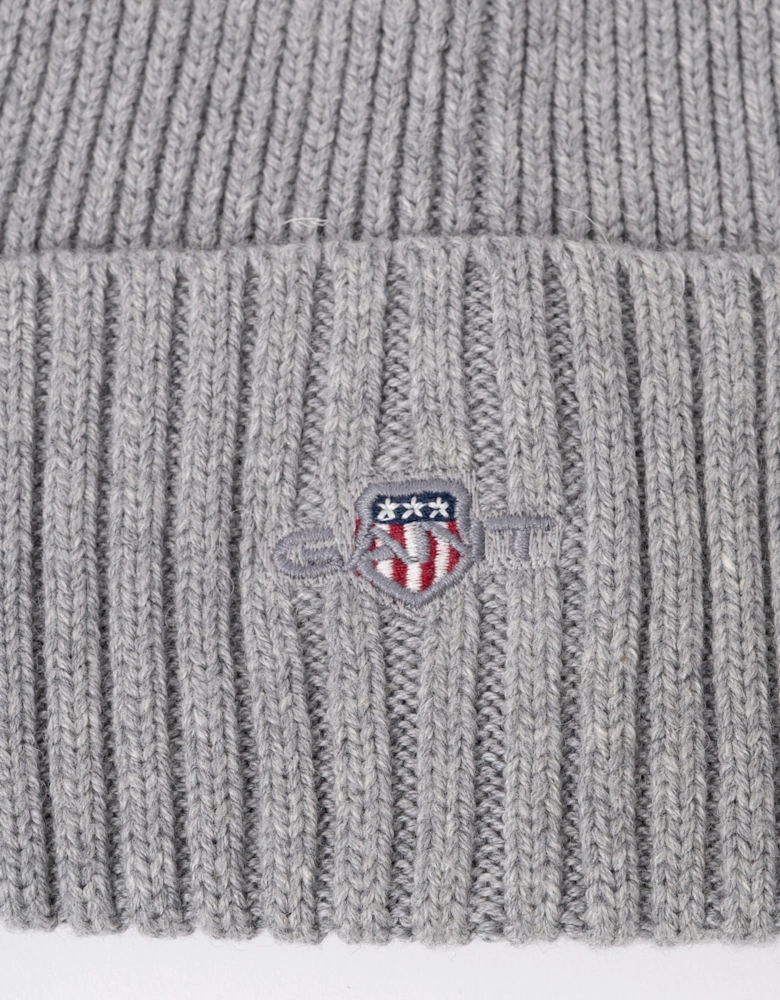 GANT Mens Cotton Blend Logo Beanie - 93 Grey Melange