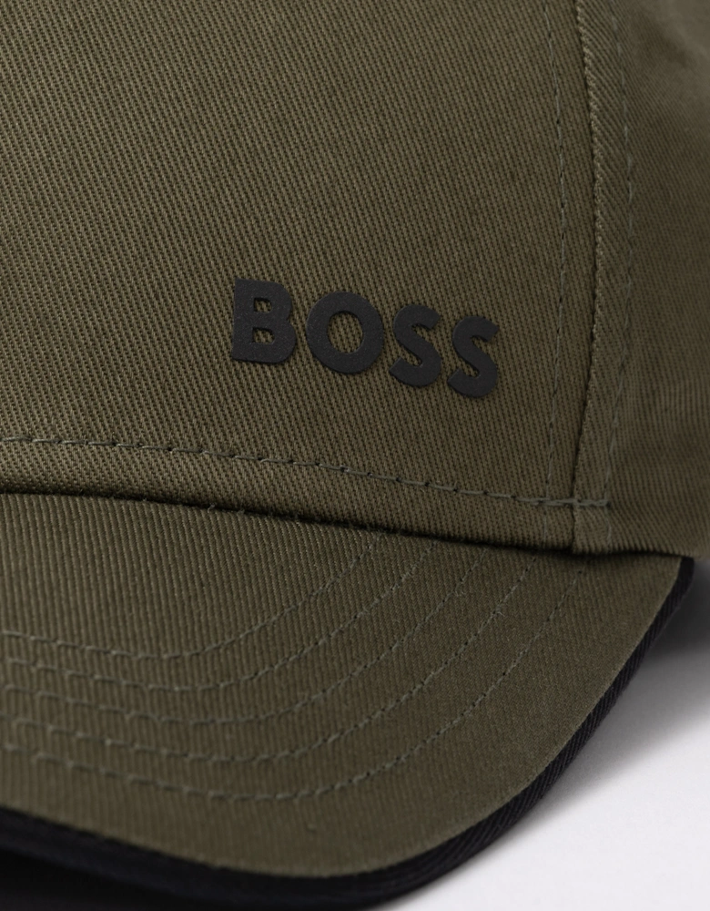 BOSS Green Bold Mens Logo-Print Cap In Cotton Twill - Open Green 398