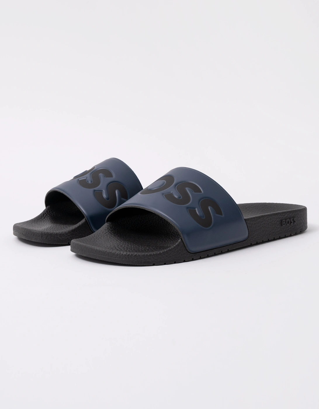 BOSS Orange Aryeh Mens Italian-Made Slides With Large Logo Detail - Dark Blue 406