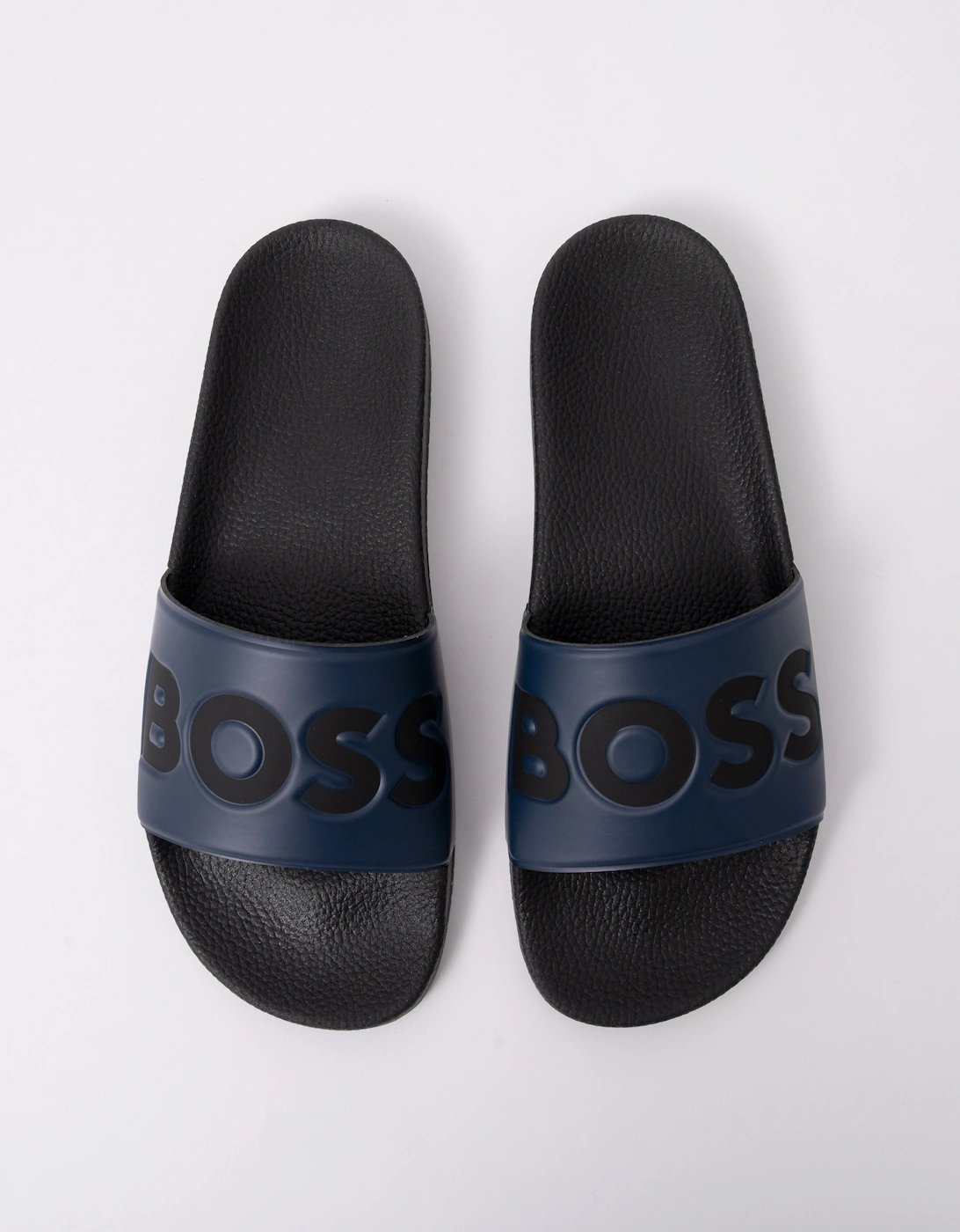 BOSS Orange Aryeh Mens Italian-Made Slides With Large Logo Detail - Dark Blue 406