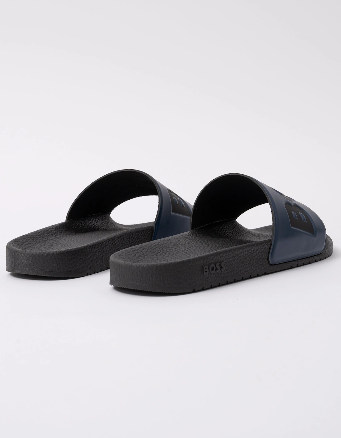 BOSS Orange Aryeh Mens Italian-Made Slides With Large Logo Detail - Dark Blue 406