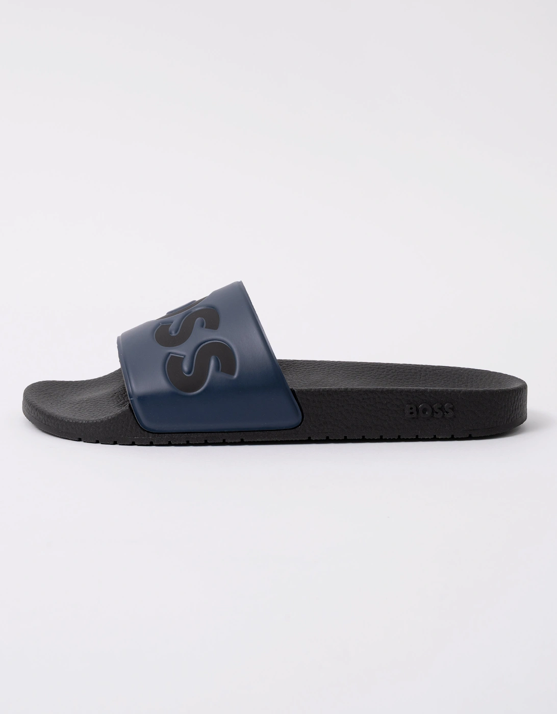 BOSS Orange Aryeh Mens Italian-Made Slides With Large Logo Detail - Dark Blue 406