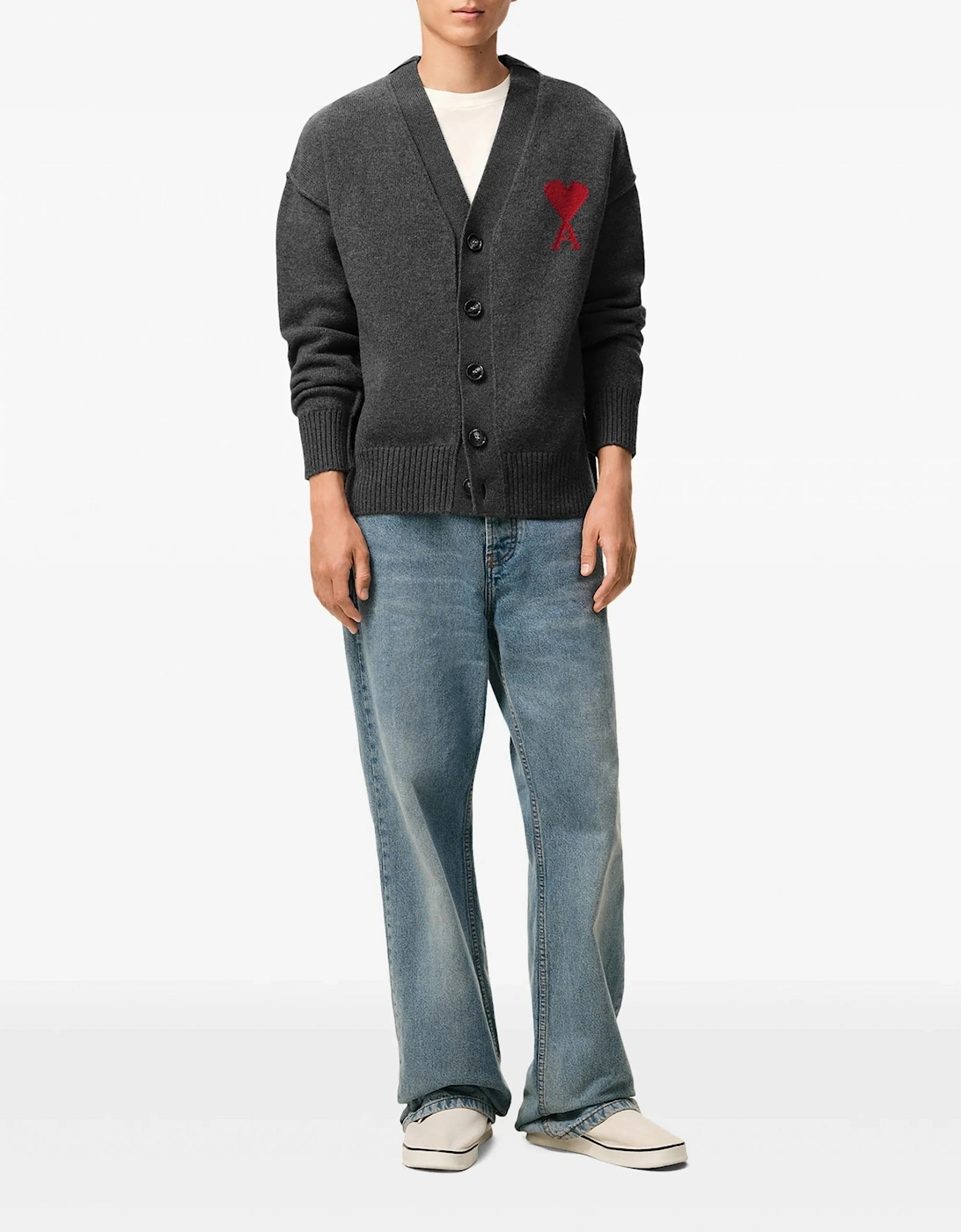Contrasted Ami de Coeur Cardigan Grey