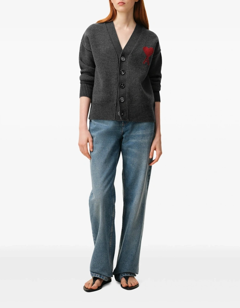 Contrasted Ami de Coeur Cardigan Grey