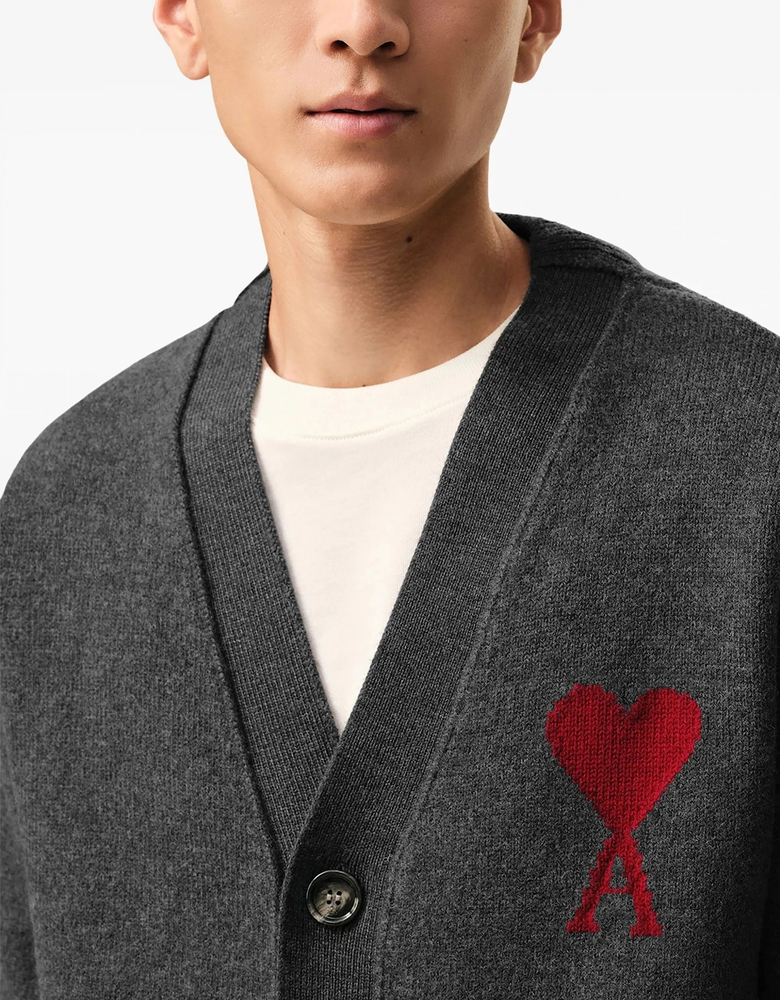 Contrasted Ami de Coeur Cardigan Grey