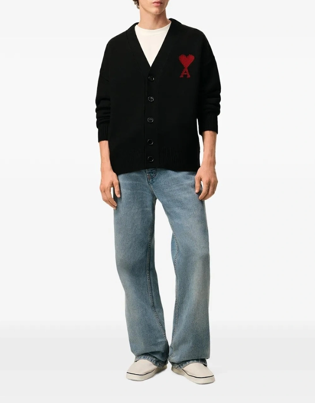 Contrasted Ami de Coeur Cardigan Black