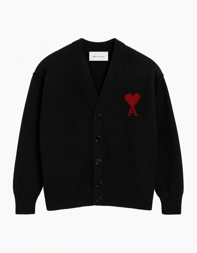 Contrasted Ami de Coeur Cardigan Black