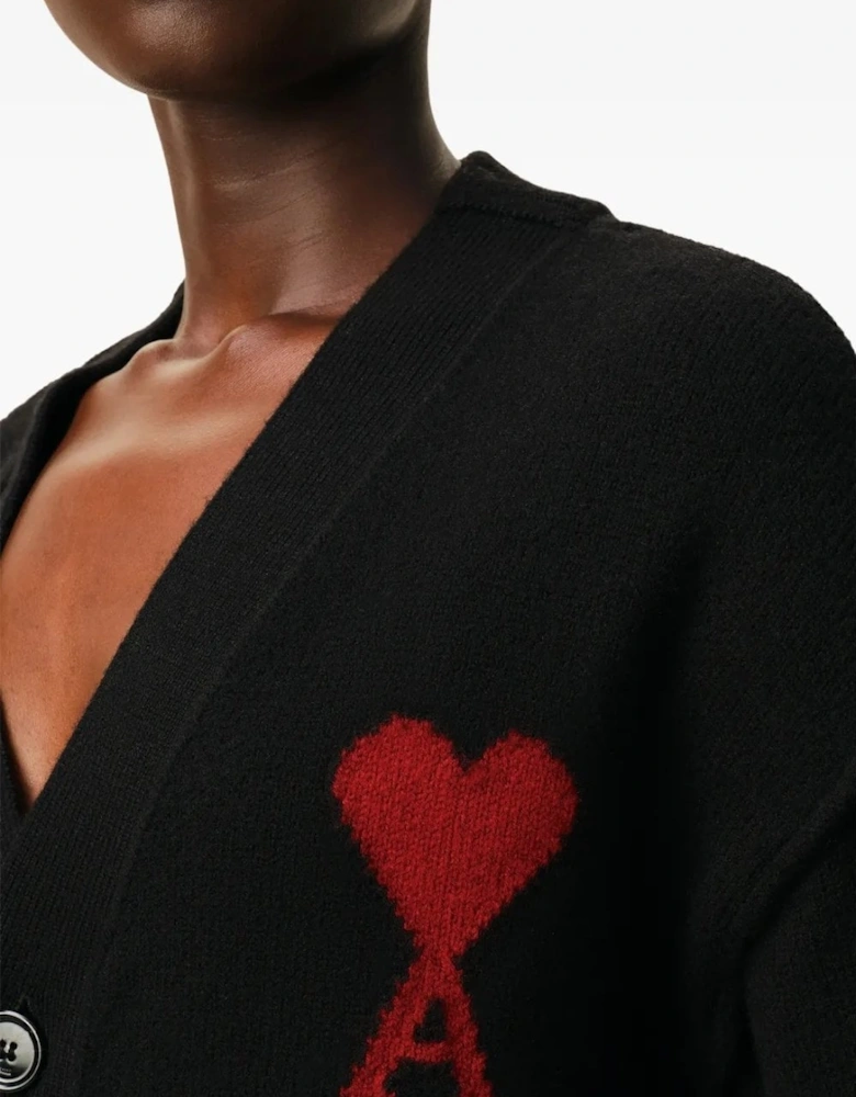 Contrasted Ami de Coeur Cardigan Black