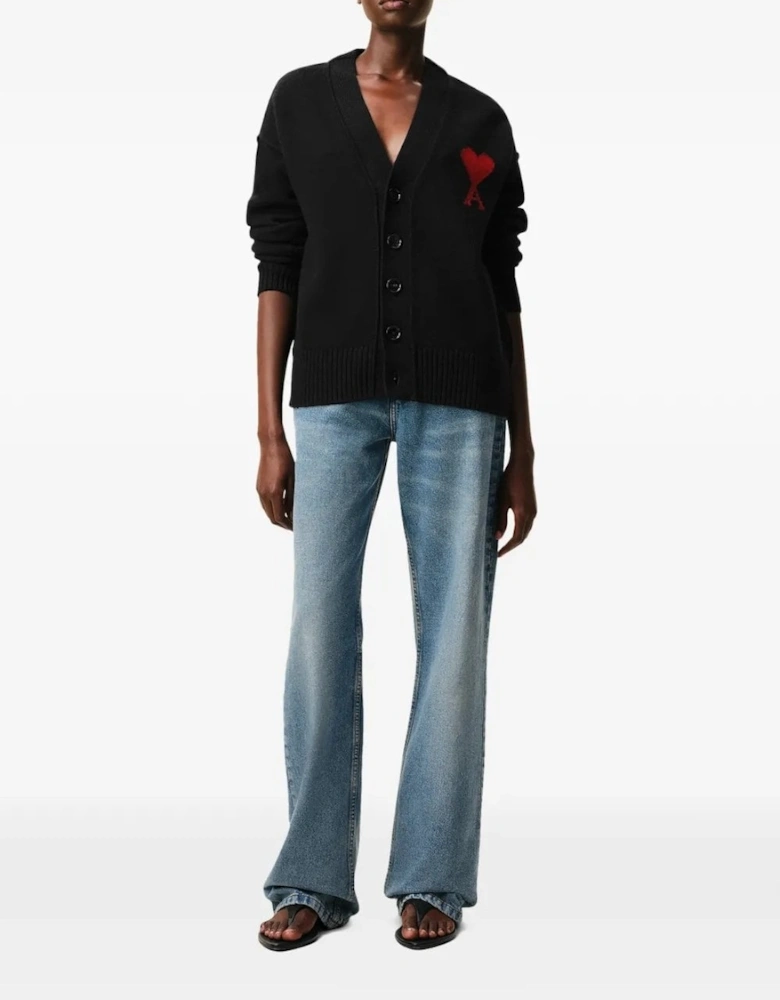 Contrasted Ami de Coeur Cardigan Black