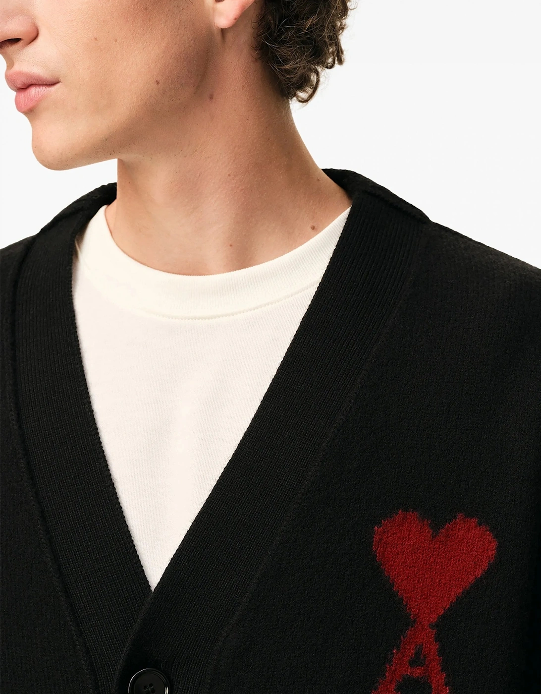 Contrasted Ami de Coeur Cardigan Black