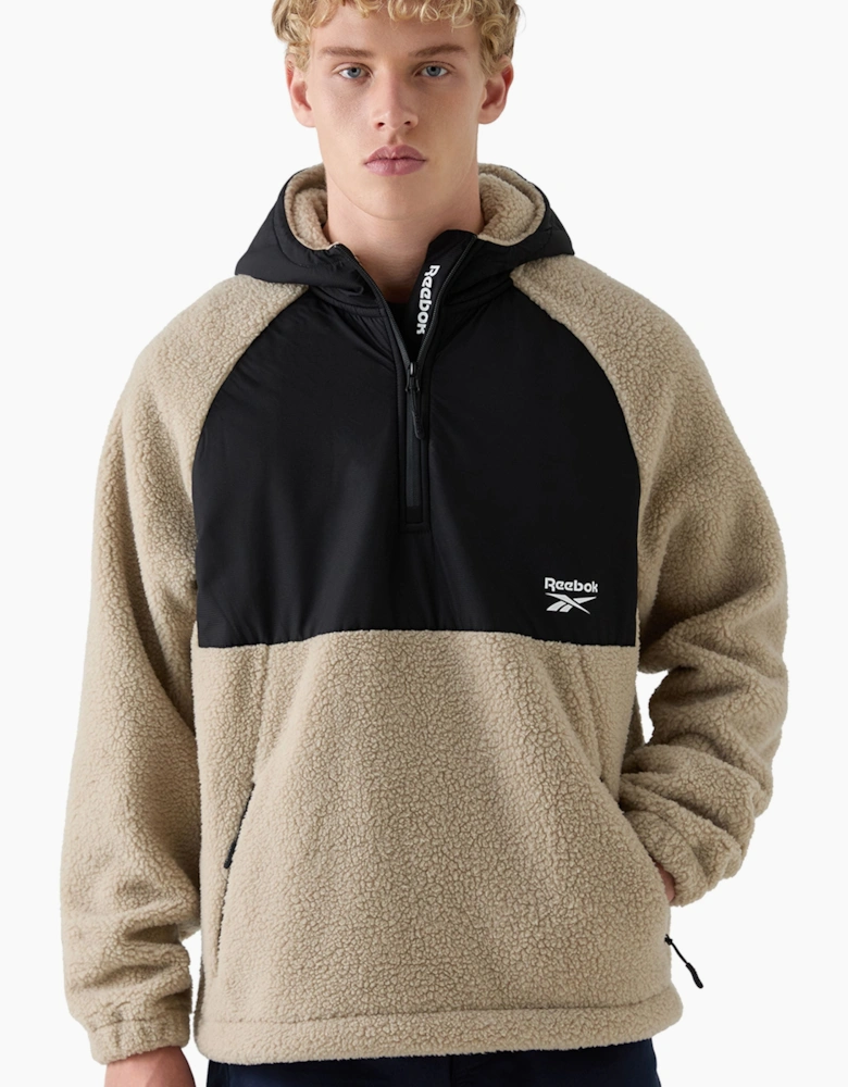 Osgood Hooded Sherpa Fleece - Beige/Black