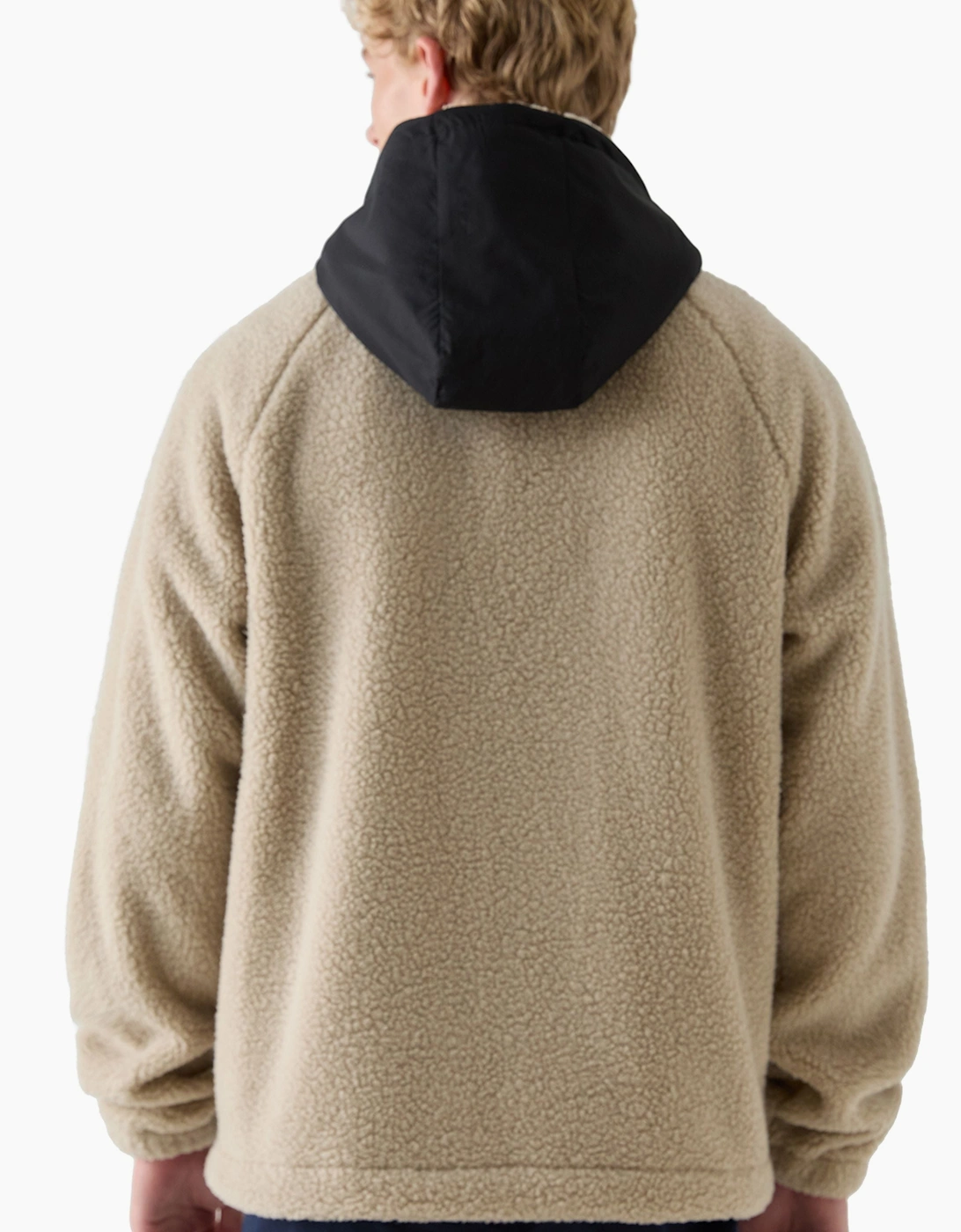 Osgood Hooded Sherpa Fleece - Beige/Black