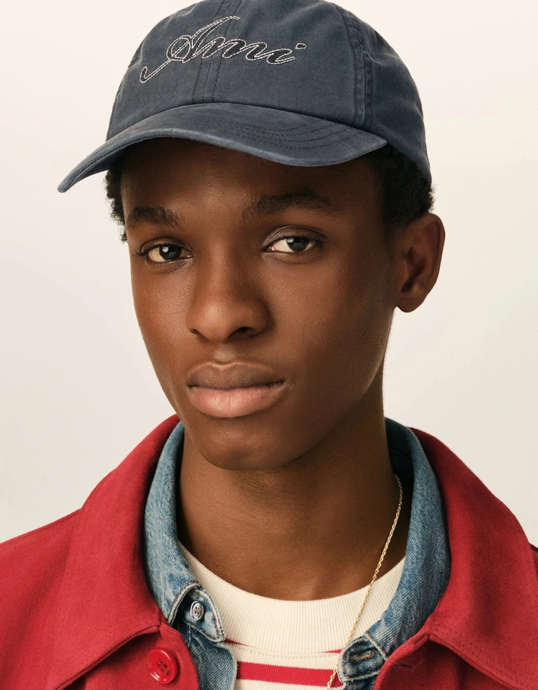 Ami Embroidery Cap Washed Black