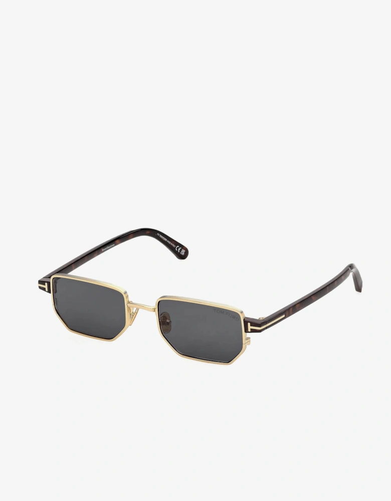 Liam Geometric Frame Sunglasses Gold