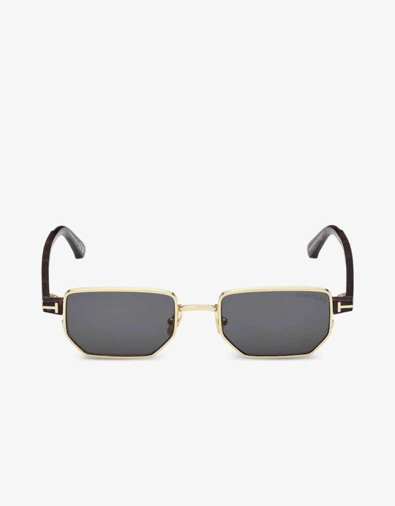 Liam Geometric Frame Sunglasses Gold