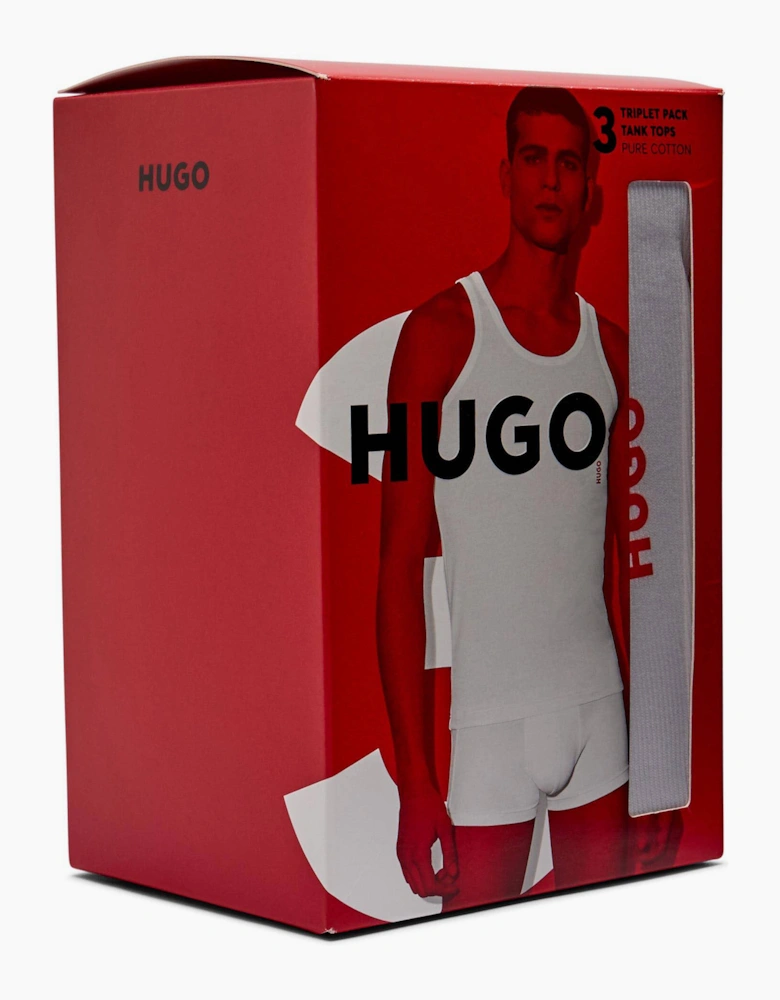 HUGO Ribbed Tank Top/Vest 3 Pack
