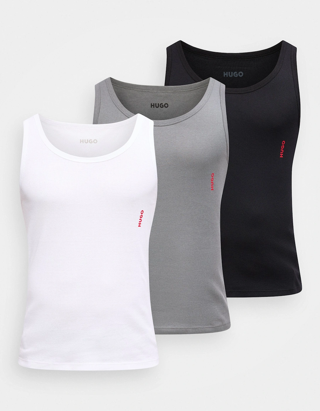 HUGO Ribbed Tank Top/Vest 3 Pack