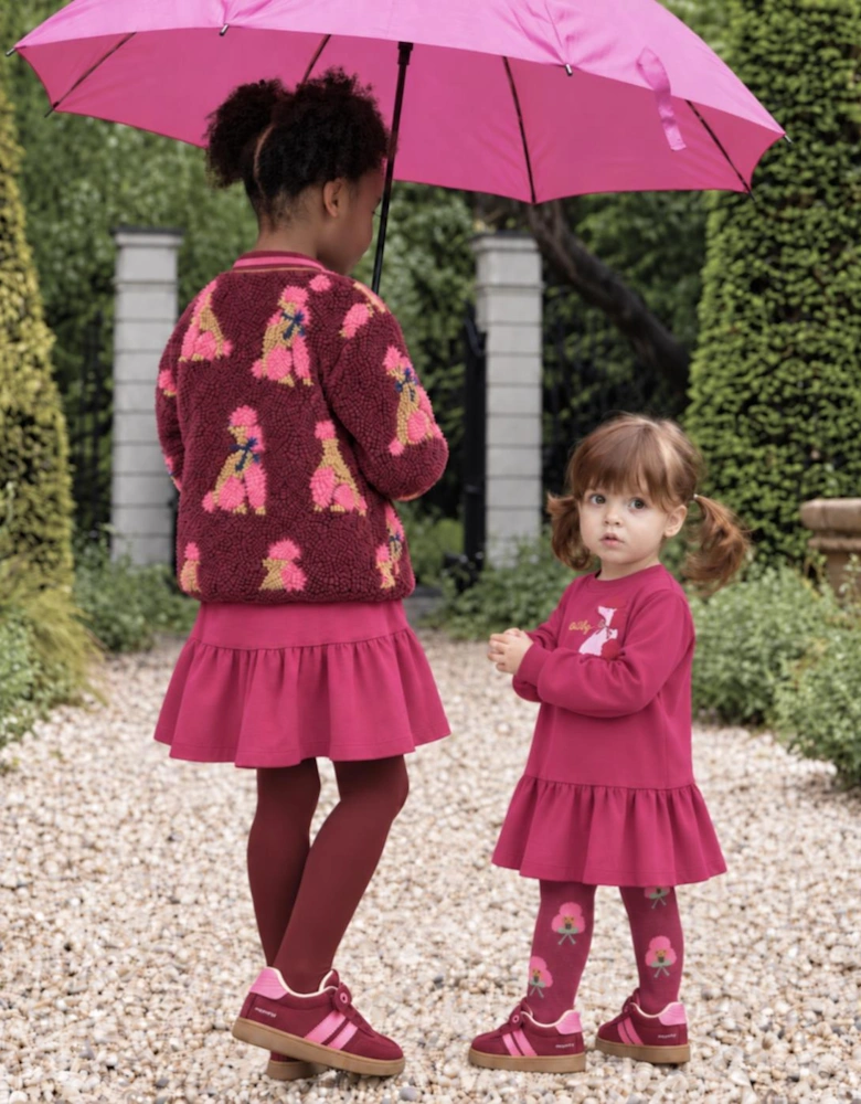 Girls Fuchsia Pink Poodle Sweatshirt Dress