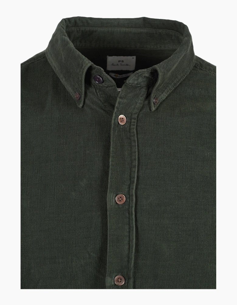PAUL SMITH LS REGULAR FIT CORD SHIRT GREEN