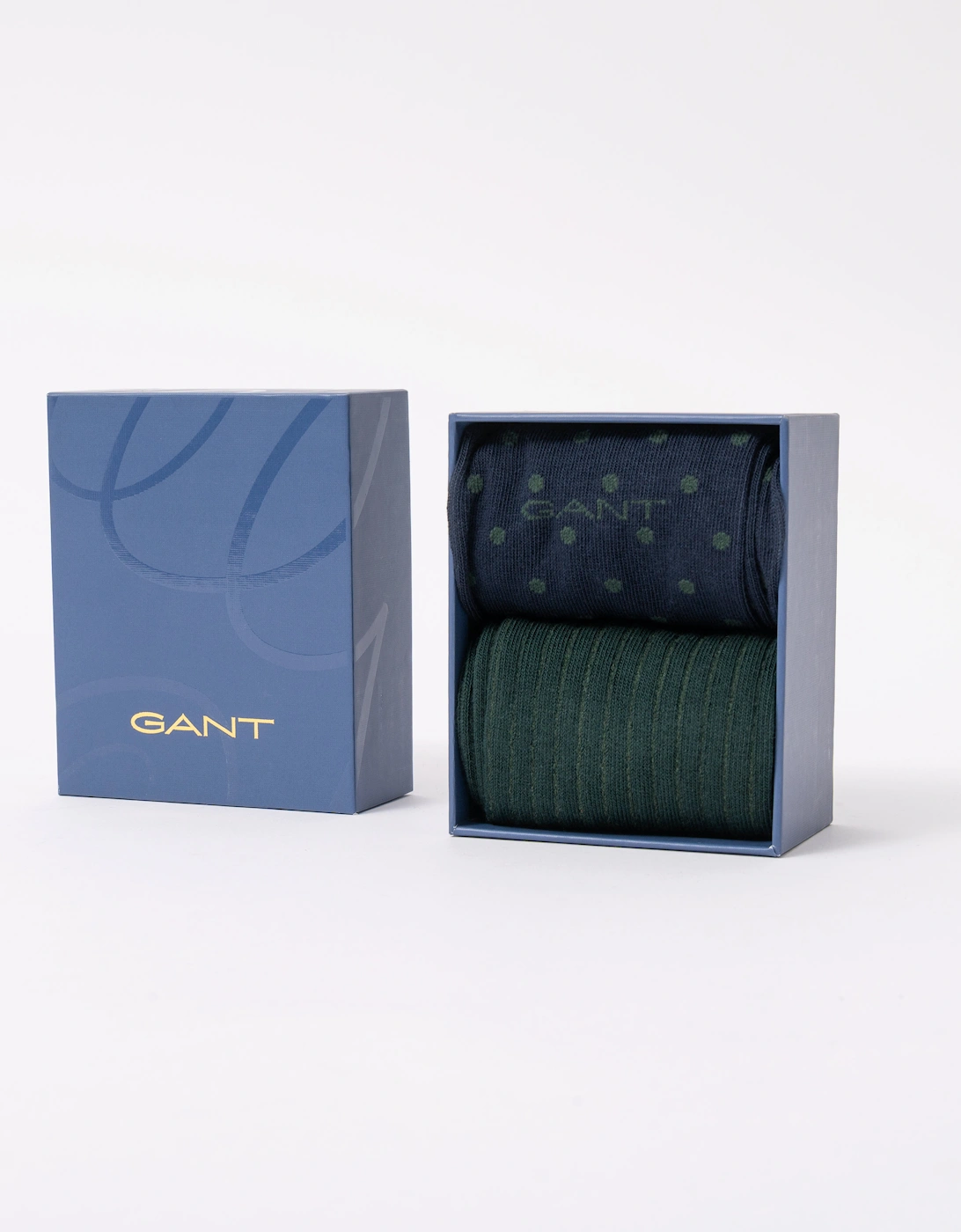 Gant Men's GANT Mens Dot And Rib 2-Pack Sock Gift Box - 433 Evening Blue - Navy